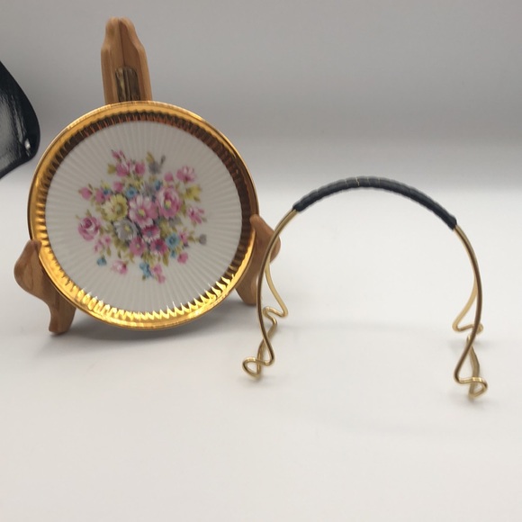 Vintage Gloria Fine Porcelain 5.5" Ecth Glanzgold Floral Plate W/ Golden Handle - Picture 4 of 5